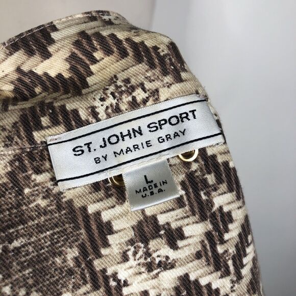 St. John Sport By Marie Gray Aztec Geometric Print Snap Button Jacket Women’s L - Picture 8 of 8